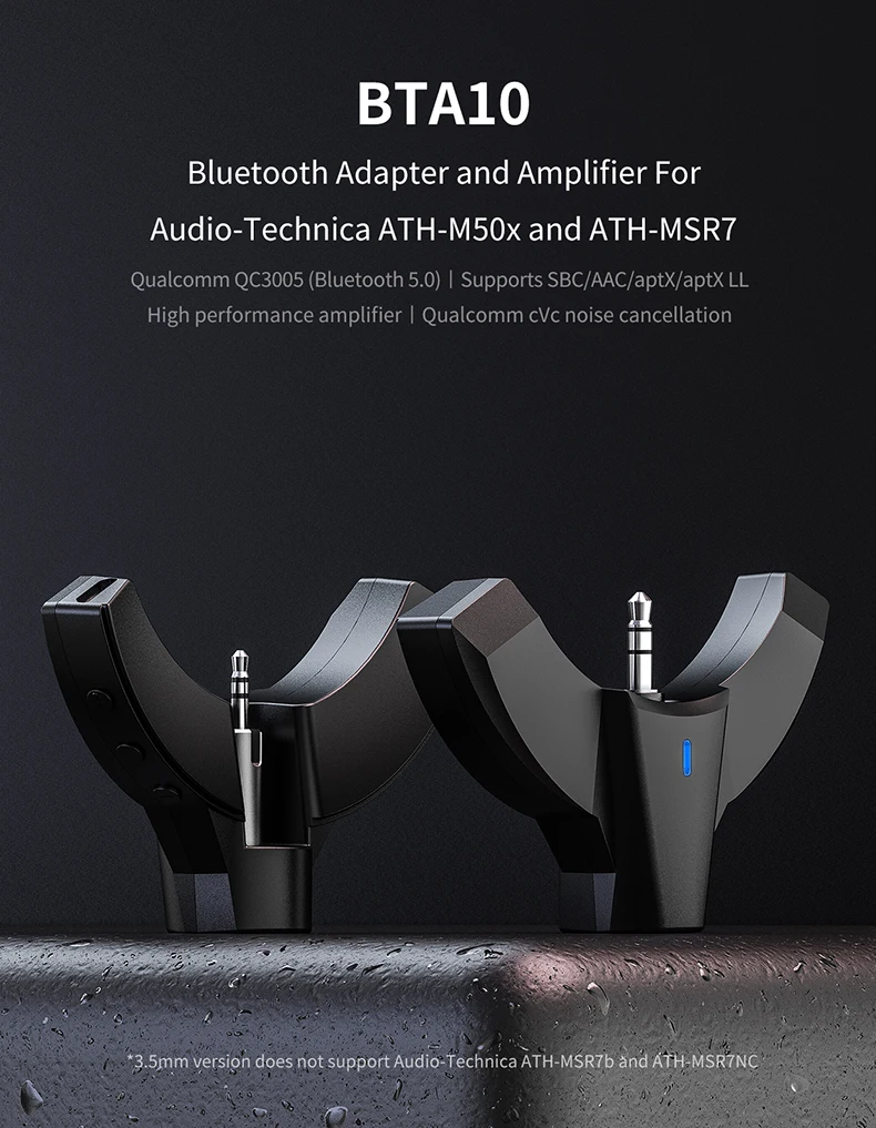 FiiO BTA10 Bluetooth 5,0 адаптер для аудио-* Technica ATH-M50x/MSR7 усилитель с технологией шумоподавления cVc ptXLL/AAC