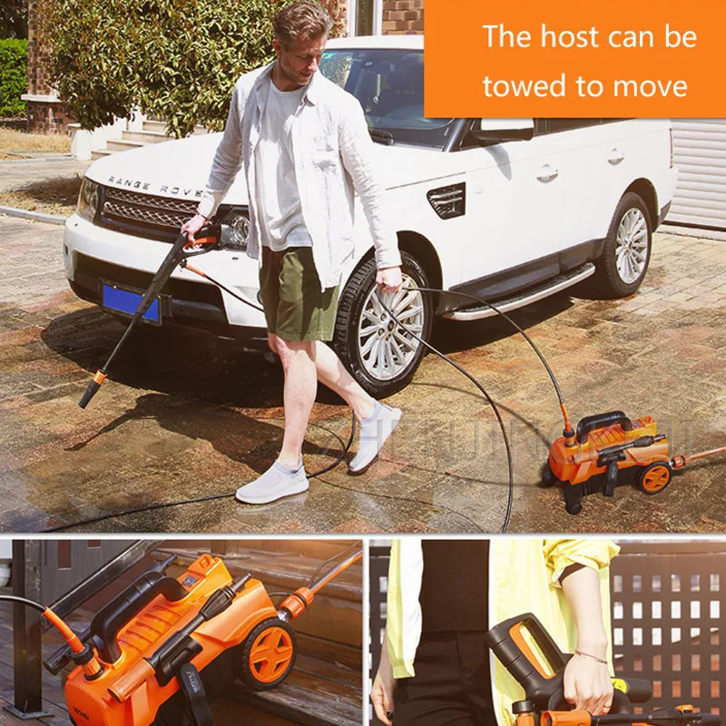 Мойка высокого давления четырехколесная горизонтальная 1400 Вт мойка для