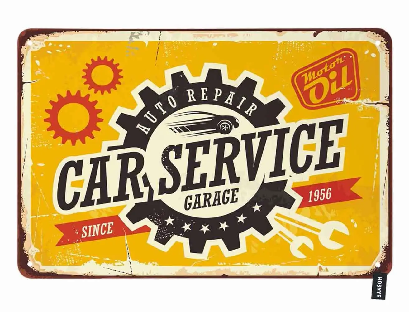 

Servicio de coche signo Vintage cartel con una rueda y letras de carteles de hojalata Vintage para hombres, arte de la pared