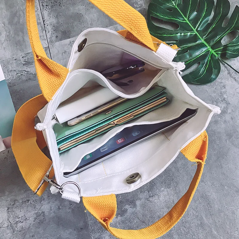 2019 новая Холщовая Сумка Женская Корейская широкополосная контрастная сумка