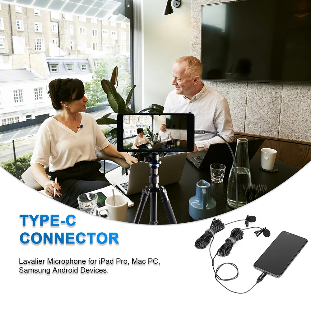 Saramonic LavMicro U3C цифровой двойной головкой Lavalier Clip on микрофон с разъемом Type C