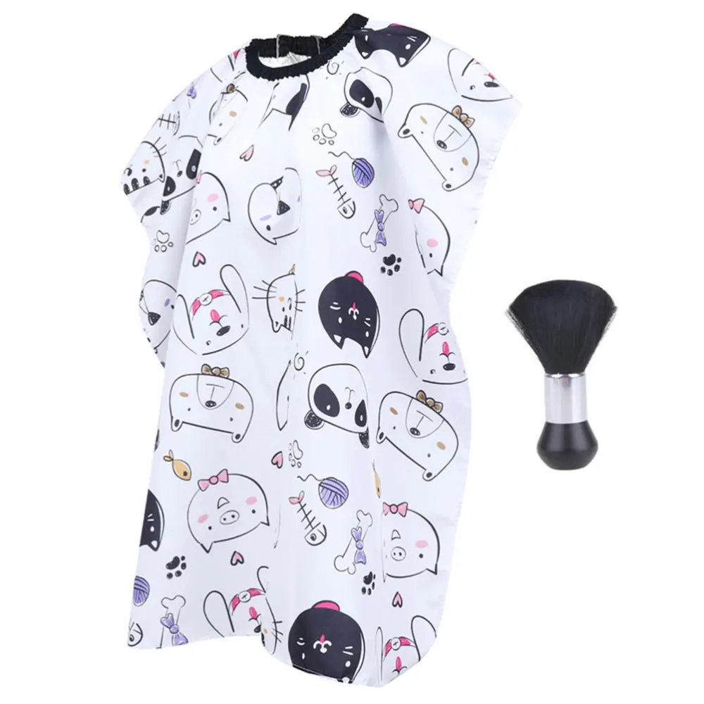 

2Pcs Cartoon Kids Haircut Cape Gown with Neck Duster Hairdressing Supplies