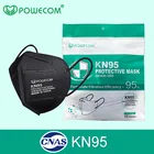 Многоразовая маска POWECOM KN95, маски для лица, Защитная черная маска KN95 с 5-слойным фильтром, защитные пылезащитные маски для взрослых, белая маска