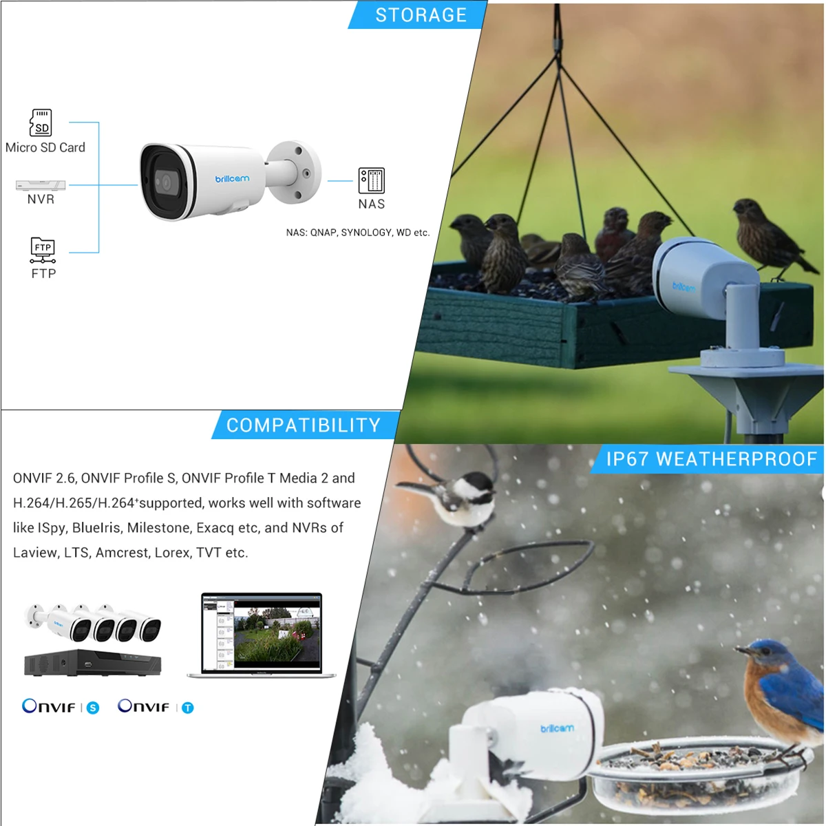 IP камера Brillcam 6 МП UHD ИК объектив 2 8 мм PoE IP67|Камеры видеонаблюдения| |