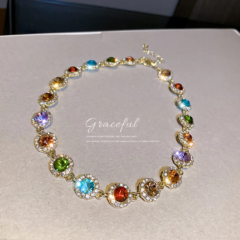 Милое изящное роскошное геометрическое ожерелье-чокер с кристаллами для женщин