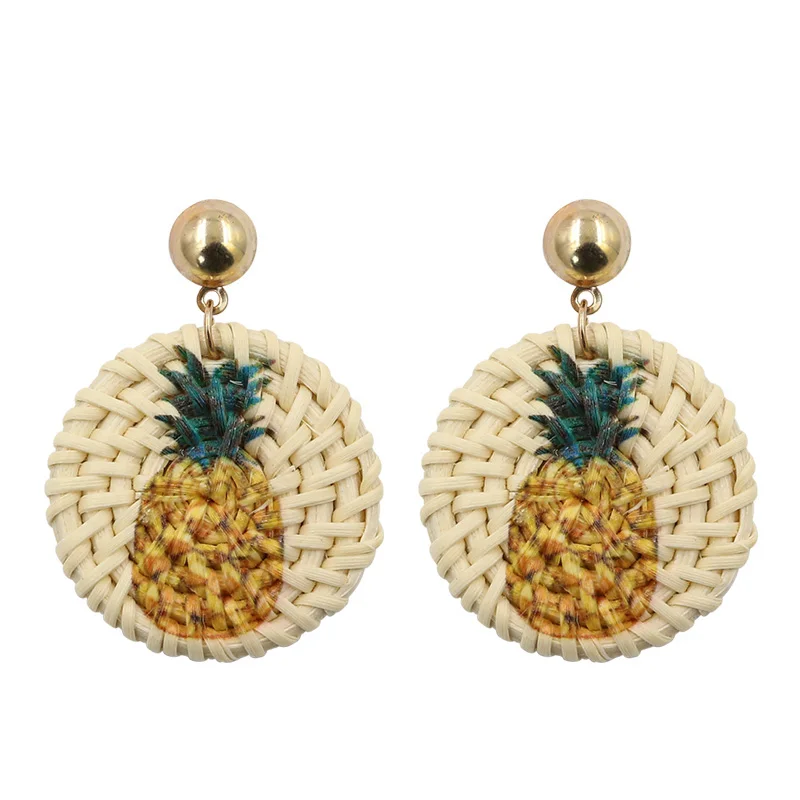 

Vintage Wicker Rattan Earrings for Women Round Straw Wooden Earring Sunflower/flamingo Woven Earing Handmade Jewelry Aretes 2019