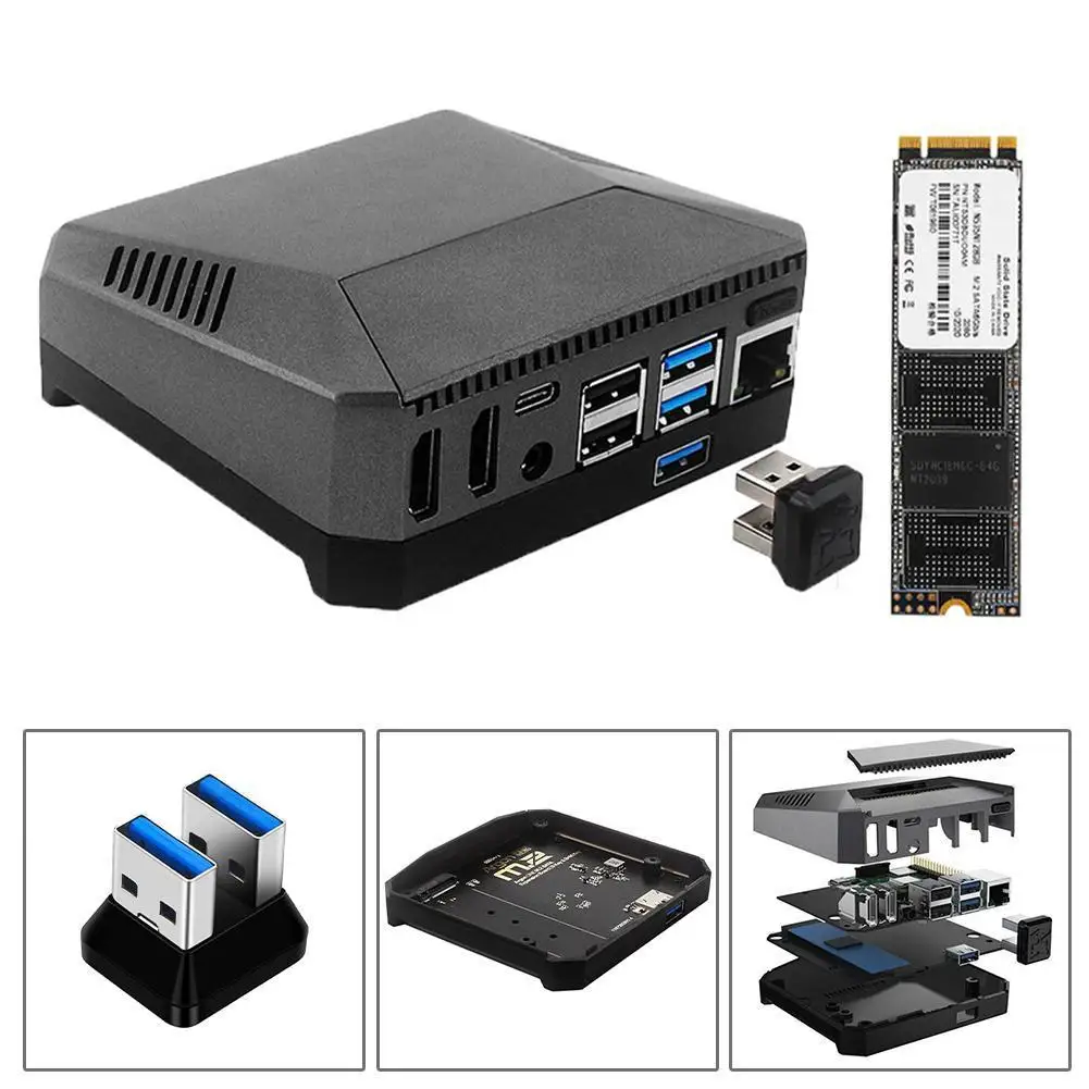 

Argon One M.2 Case For Raspberry Pi 4 Model B M.2 Built-in to Case USB Aluminum 3.0 Fan UASP SSD Support Board SATA W7Q1