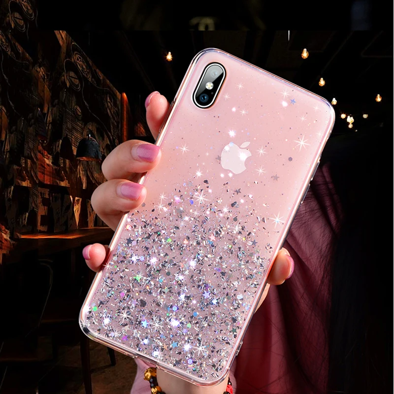 Lovebay блестящий чехол с блестками для iphone 11, 8, 7 Plus, 6, 6 S, прозрачный мягкий чехол из ТПУ для iphone 11 Pro, X, XR, XS Max, задняя крышка