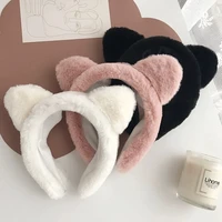 hair band female wash face cat ears headband net red simple cute girl heart wide brimmed plush hair band hairpin head jewelry