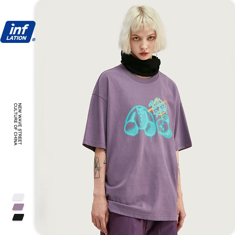 INFLATION Funny Mens T Shirt Streetwear Print Men T-shirt Street Hip Hop 100% Cotton Men's футболка 1166S20 | Мужская одежда