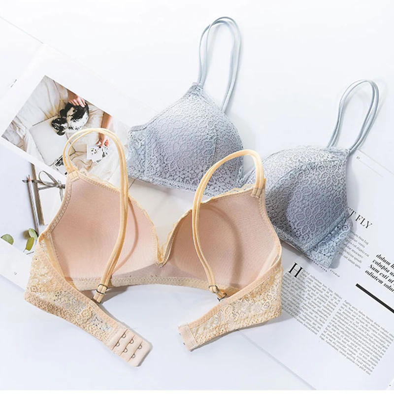Yedinas пуш-ап мягкий беспроводной бюстгальтер сексуальный белый кружевной без