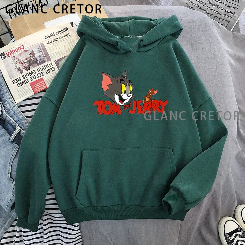 

2021 Hoodie Cool Cute Cat Graphic Print Pullover Homme Japanese Style Pullover Soft Tops Women Harajuku
