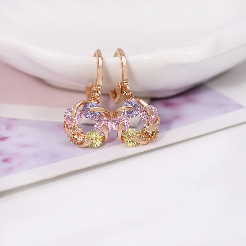 Женские серьги-капельки MxGxFam Разноцветные серьги золотистого цвета с поворотом