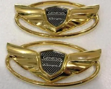 Gold 2 шт., автомобильные 3D Автомобильные стильные аксессуары, хромированная эмблема, значок, наклейка, наклейка на заднюю панель для hyundai Genesis Coupe, крыло автомобиля, наклейка - Цвет: Gold