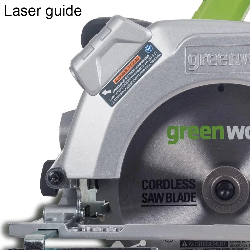 Пила циркулярная Greenworks компактная 6 1/2 дюйма 24 В 165 мм 18 т|Электрические пилы| |