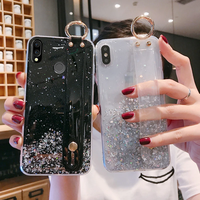 Звездный чехол с ремешком на запястье для Huawei P10 P20 Lite 2019 Mate 20 Pro 20X искусственный Nova