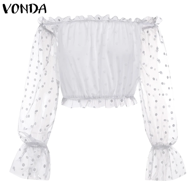 Открытые блузки 2021 VONDA женское сексуальное платье с открытыми плечами в