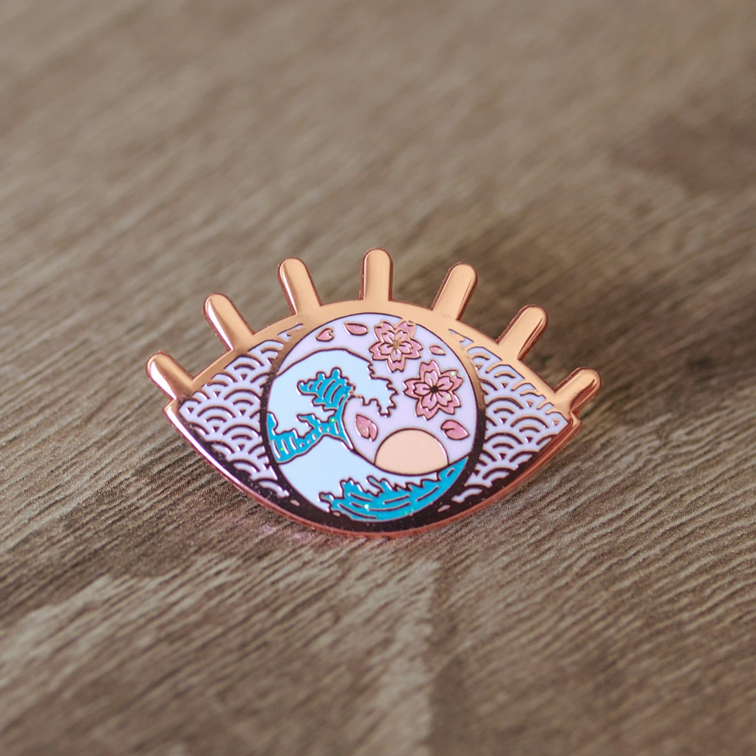 

Cute Cartoon Great Wave Cherry Blossoms Rose Hard Enamel Pin Beautiful Sunset Eye Brooch Lapel Fashion Metal Badge Jewelry Gifts