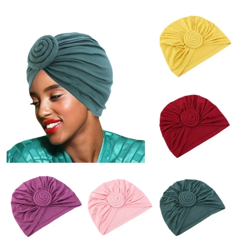 

Fashion Muslim Women Hijabs Hat Modal Cotton Headscarf Pile Heap Cap Women Soft Comfortable Hijab Caps Islamic Chemotherapy Hat