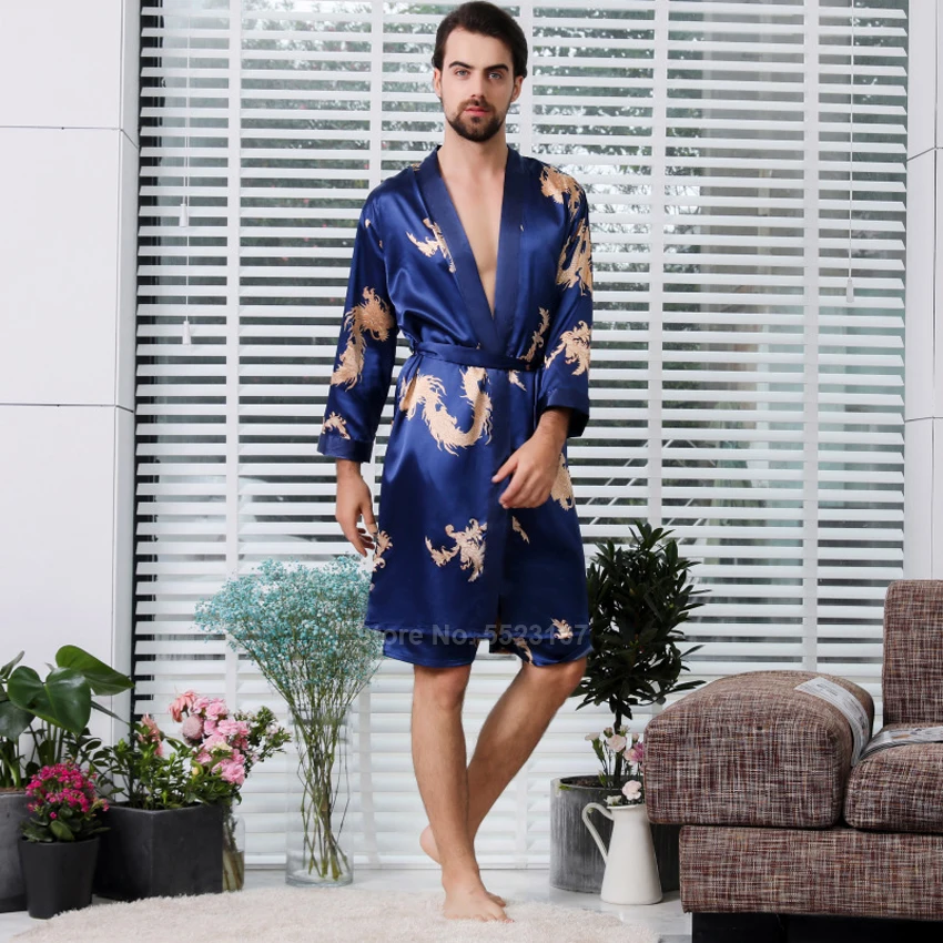 Атласные шелковые халаты для женщин в китайском стиле пар мужчин и легкий