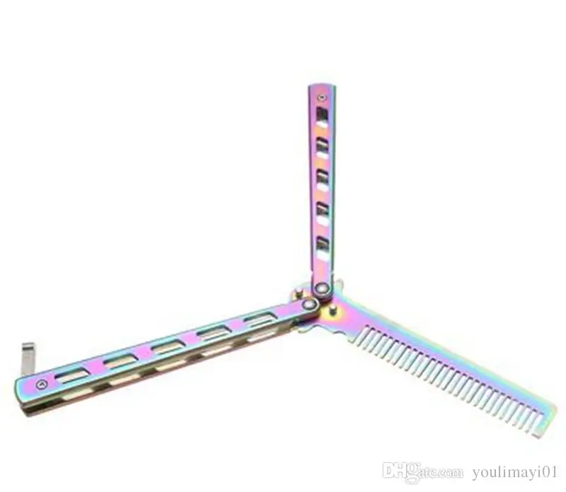 Складная расческа для волос Rainbow из нержавеющей стали тренировочный нож-бабочка