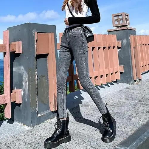 

Women's Jeans Dark Blue High-stretch High-waisted Slim Jeans Women's 2020 Spring New Casual Radish Feet Pants Fashion Trend