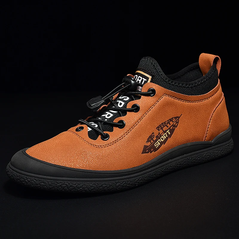 Band Men Leather Shoes Fashion Sneakers Genuine Casual Comfortable Male Flats 2019 New | Обувь