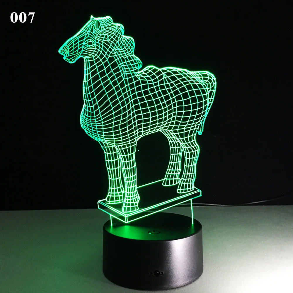 

Multi Horse 3D Night Lamp Acrylic Laser Stereo Illusion 7/16 Colors Souvenir Gifts Beautiful Bedroom Lighting