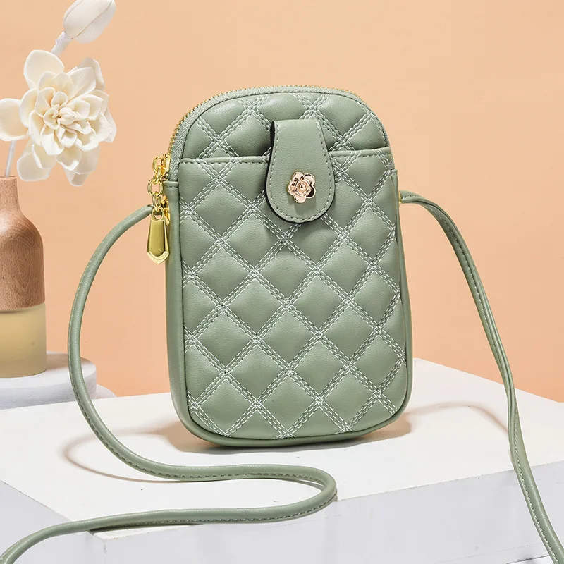 

Fashion women's handbag exotic pu small fragrance rhombic messenger bag youth trend ins shoulder phone bag