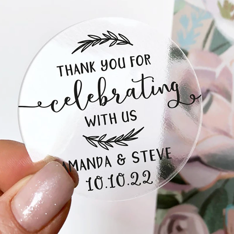 100 3 7 см Заказные прозрачные свадебные наклейки персонализированные именные