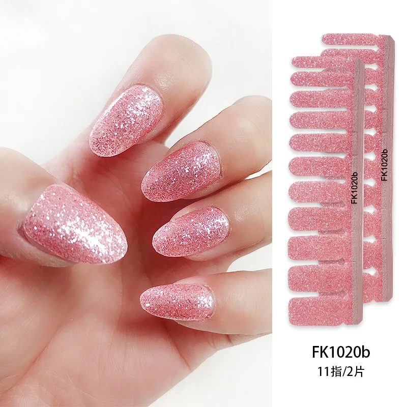 

1 Sheet 22tips Glitter Powder Fashion Nail Stickers Full Cover High Quality Nail Warps Waterproof Adhesive Nail Decal