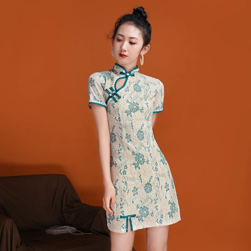 

Improved cheongsam summer bud silk fashion modified small daily young temperament in dress
