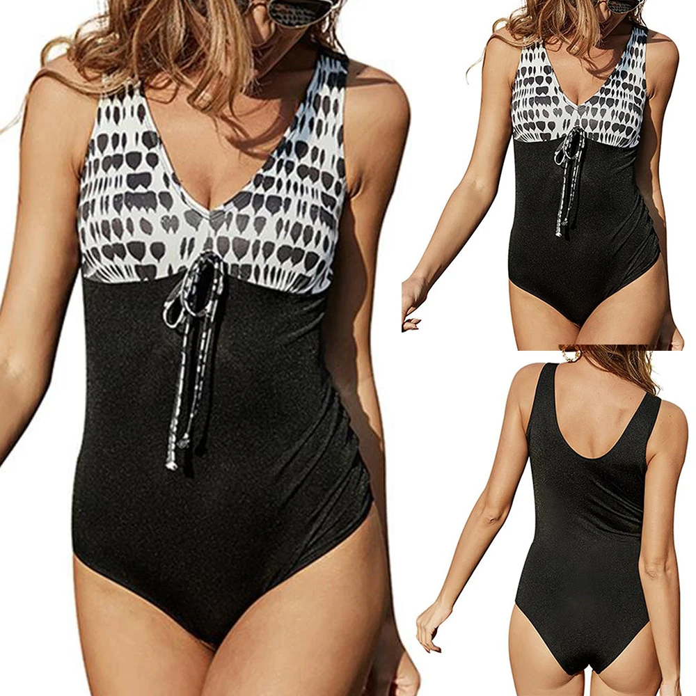 

Womens Sexy V Neck Swimwear Ladies Summer Beach Swimming Beachwear One Piece UK