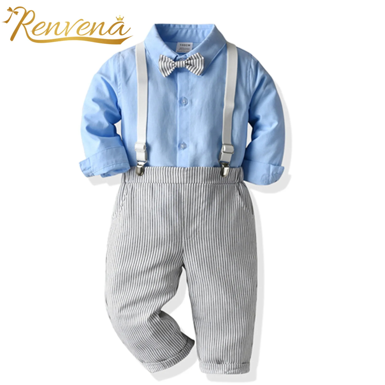 

2Pcs Baby Boys Clothes Sets Gentleman Boy's Suits for Wedding Long Sleeve Shirt with Bowtie + Pant Kids Outfits Childrens' Set