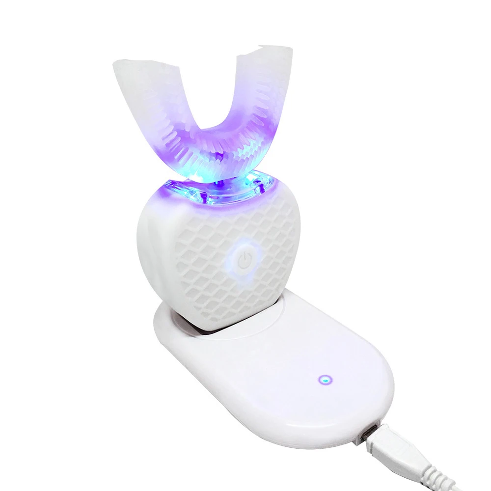 360 Degrees Intelligent Automatic Sonic Electric Toothbrush U Type 4 Modes Tooth Brush USB Charging Whitening Blue Light | Бытовая
