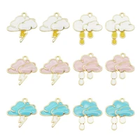 julie wang 6pcs enamel cartoon weather symbol charms alloy mixed pendant bracelet earrings jewelry making accessory