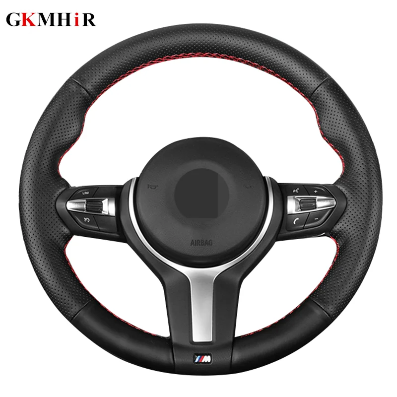 DIY черный чехол рулевого колеса автомобиля из искусственной кожи для BMW M2 F87 F80 M3 F82