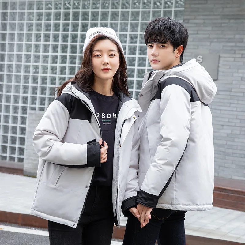 Winter Luxury Brand Face Parkas Mixed Colors Couple Cotton Coats Casual Men's Stand Collar Pocket Warm Down Puffer Jackets