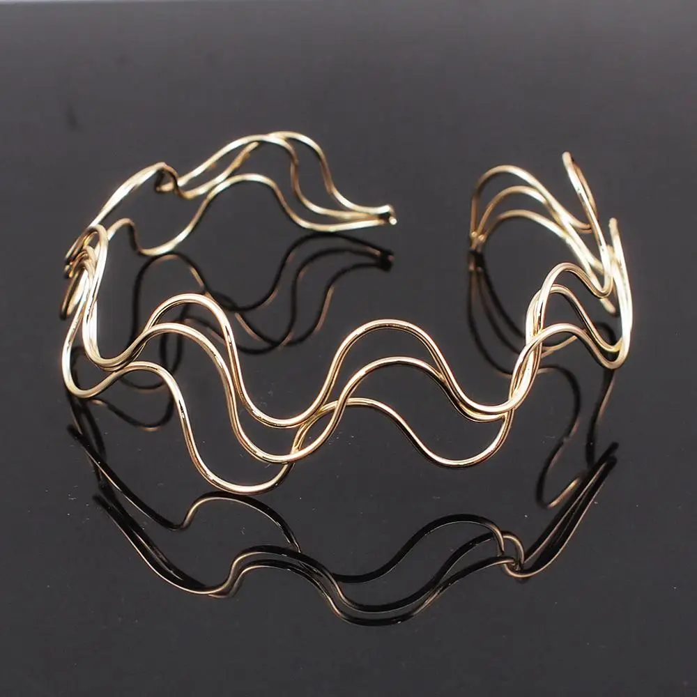 

Alloy Big Torques Choker Necklaces For Women Metal Wave Shape Collar Statement Necklaces Jewelry Accessories UKMOC