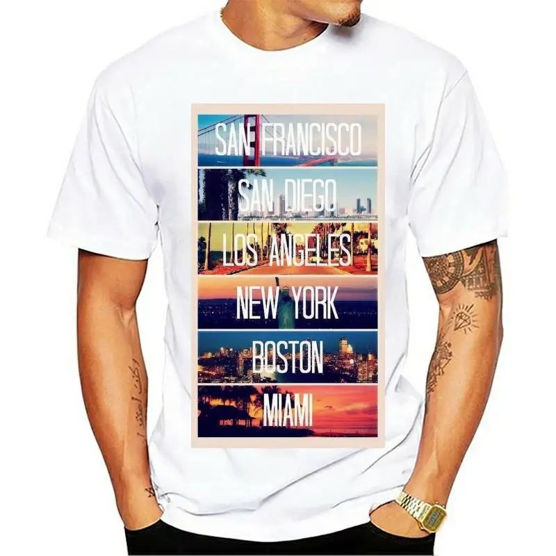 Распродажа футболок унисекс футболки с принтом топы Сан Франциско Диего Лос