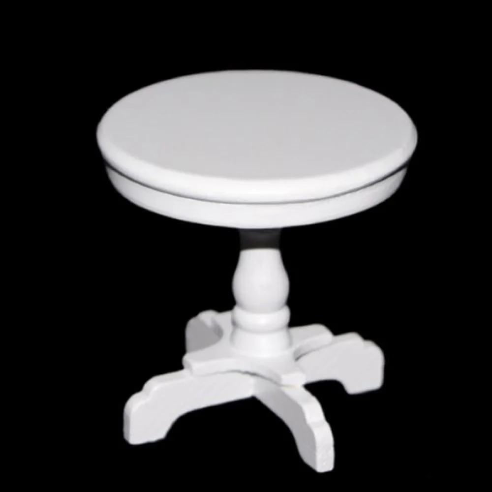 

1/12 Scale mini house Miniature Round Wooden Coffee Table (White)