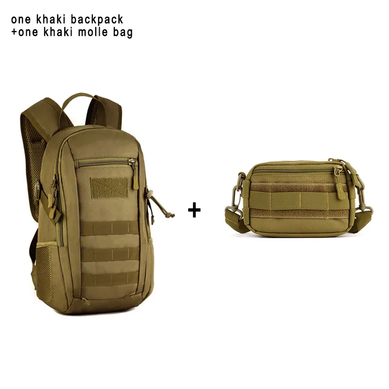 khaki and molle bag 12л военно-тактический рюкзак, Детская Военная Тактическая Сумка, Детская школьная Водонепроницаемая маленькая сумка, альпинистский походный мини-рюкзак - Цвет: khaki and molle bag