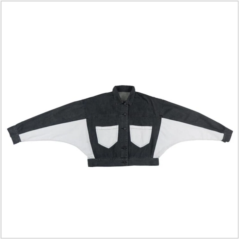 Женская джинсовая куртка с отложным воротником короткая в Корейском стиле