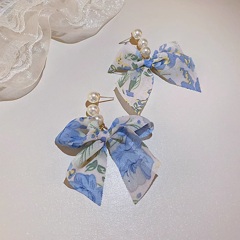 

Origin Summer Fairy Big Yarn Cross Knotted Pendant Earring for Women Girls Faux Pearl Dangle Earrings Charming Accessories Gifts