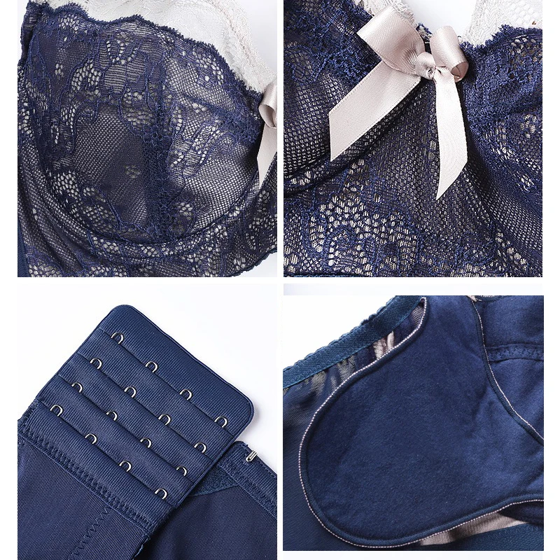 Women's Full Coverage Lightly Padded Underwire Balconette Lace Bra 34 36 38 40 42 44 46 B C D E F G H I J