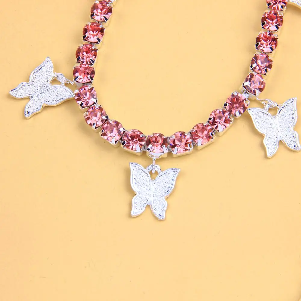 

StoneFans Wholesale Rhinestone Anklet for Women Bling Summer Bead Butterfly Pendant Tennis Anklet Foot Chain Jewelry Bulk
