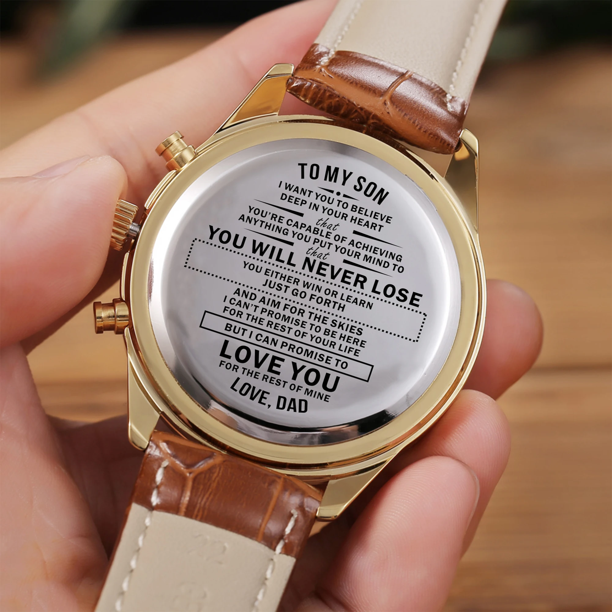 

Папа-мой сын автоматические кварцевые часы из нержавеющей стали с гравировкой роскошные модные мужские часы Рождественские presentses дети часы кожа