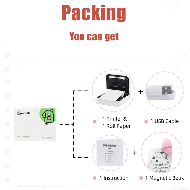 

Poooli L2 304 DPI Pocket Photo Printer Mini Photo Bluetooth Wireless Sticker Printer For Mobile phone Android and iOS Gifts