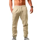 Брюки мужские быстросохнущие из хлопка и льна, дышащие однотонные штаны, удобная Уличная Повседневная одежда, лето 2021