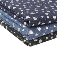 denim fabric by half the meter heart love printed cloth sheets jeans making sewing materials diy crafts supplies 50150cm 1pc